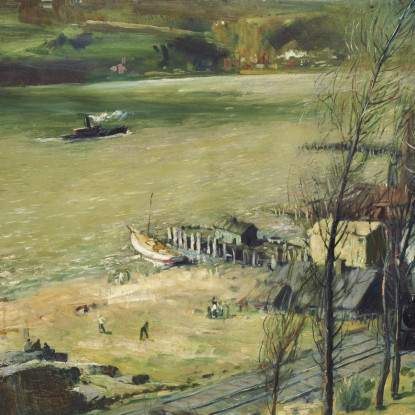 Sull'Hudson George Bellows gbl24 quadro stampato su tela