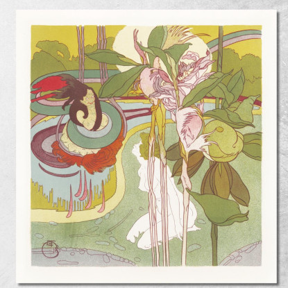 La Donna Ha Una Visione In Un Giardino Georges de Feure gdf14 quadro stampato su tela