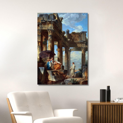Figure Tra Le Rovine Con Il Profeta Giovanni Paolo Pannini gpp7 quadro stampato su tela