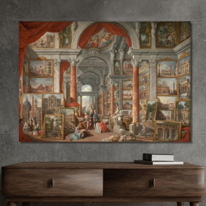 Galleria Di Vedute Di Roma Moderna Giovanni Paolo Pannini gpp9 quadro stampato su tela