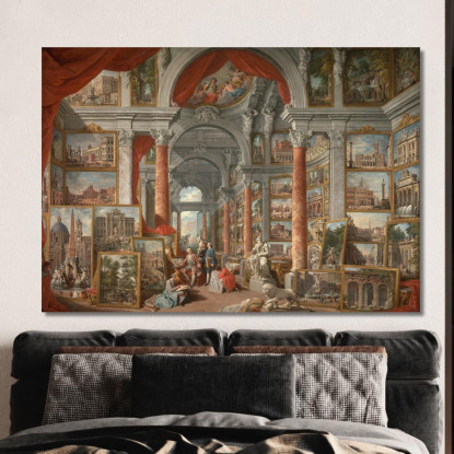 Galleria Di Vedute Di Roma Moderna Giovanni Paolo Pannini gpp9 quadro stampato su tela
