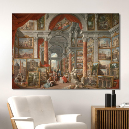 Galleria Di Vedute Di Roma Moderna Giovanni Paolo Pannini gpp9 quadro stampato su tela