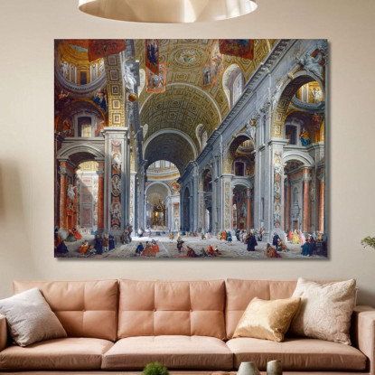 Interno Di San Pietro Roma Giovanni Paolo Pannini gpp12 quadro stampato su tela
