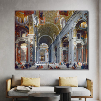 Interno Di San Pietro Roma Giovanni Paolo Pannini gpp12 quadro stampato su tela