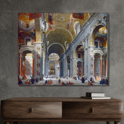 Interno Di San Pietro Roma Giovanni Paolo Pannini gpp12 quadro stampato su tela