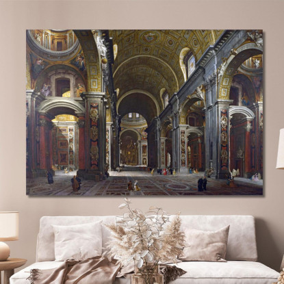Interno Di San Pietro 2 Roma Giovanni Paolo Pannini gpp13 quadro stampato su tela