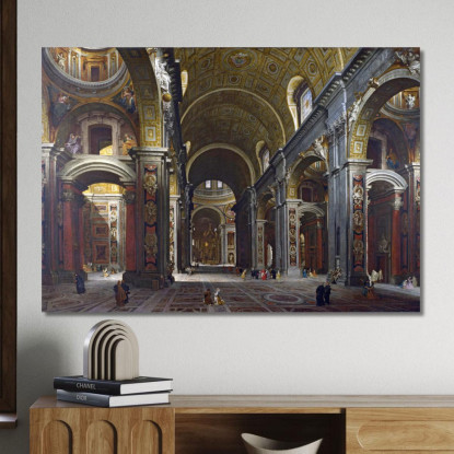 Interno Di San Pietro 2 Roma Giovanni Paolo Pannini gpp13 quadro stampato su tela
