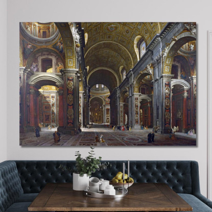 Interno Di San Pietro 2 Roma Giovanni Paolo Pannini gpp13 quadro stampato su tela