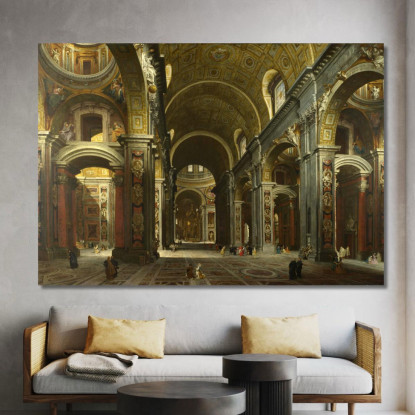 Interno Di San Pietro 3 Roma Giovanni Paolo Pannini gpp14 quadro stampato su tela
