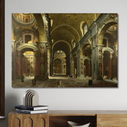 Interno Di San Pietro 3 Roma Giovanni Paolo Pannini gpp14 quadro stampato su tela