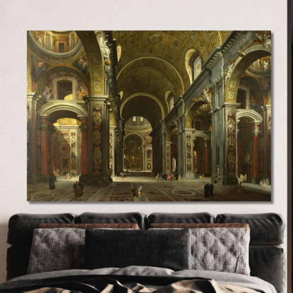 Interno Di San Pietro 3 Roma Giovanni Paolo Pannini gpp14 quadro stampato su tela