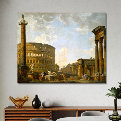 Capriccio Romano Il Colosseo E Altri Monumenti Giovanni Paolo Pannini gpp18 quadro stampato su tela