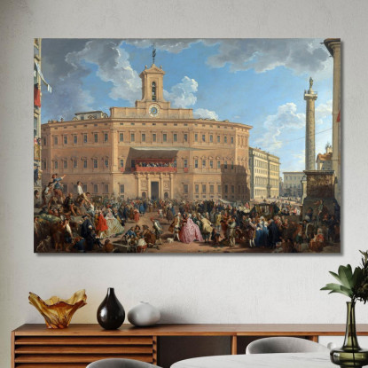 The Lottery In Piazza Di Montecitorio Giovanni Paolo Pannini gpp23 quadro stampato su tela