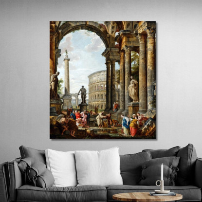 Il Filosofo Diogene Getta La Sua Ciotola Giovanni Paolo Pannini gpp24 quadro stampato su tela