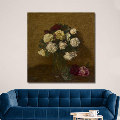 Rose In Un Vaso Henri Fantin-Latou hfl15 quadro stampato su tela