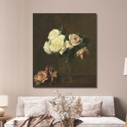 Rose Henri Fantin-Latou hfl16 quadro stampato su tela