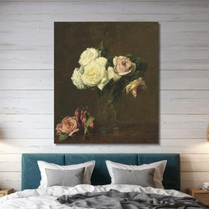 Rose Henri Fantin-Latou hfl16 quadro stampato su tela