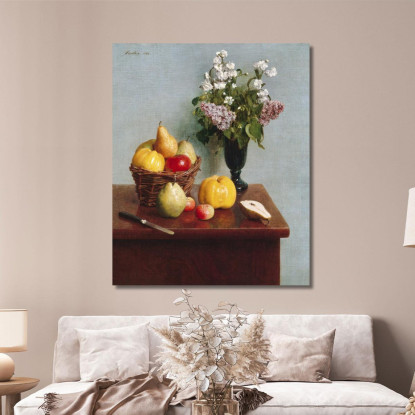Natura Morta Con Fiori E Frutta Henri Fantin-Latou hfl20 quadro stampato su tela