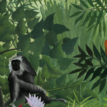 Foresta Tropicale Con Scimmie Henri Rousseau hrs43 quadro stampato su tela