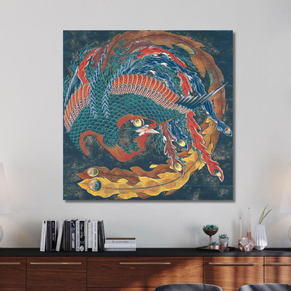 Matsuri Yatai Fenice katsushika hokusai khk39 quadro stampato su tela