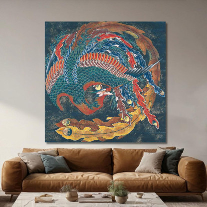 Matsuri Yatai Fenice katsushika hokusai khk39 quadro stampato su tela