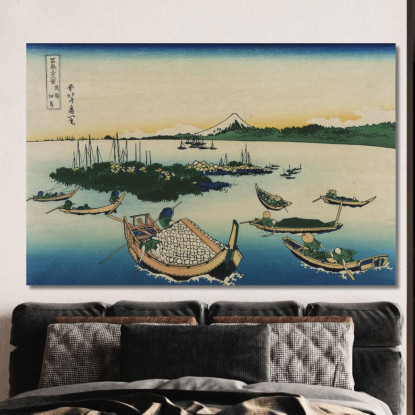 Tsukudajima In Musashi Province katsushika hokusai khk96 quadro stampato su tela