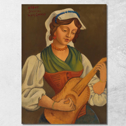Ragazza Con Mandolino Da Gino Severini Mark Gertler mgr7 quadro stampato su tela