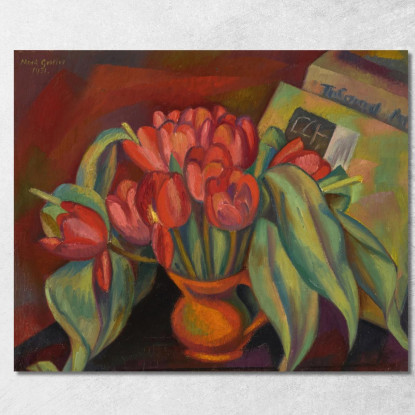 Natura Morta Con Tulipani Rossi Mark Gertler mgr25 quadro stampato su tela