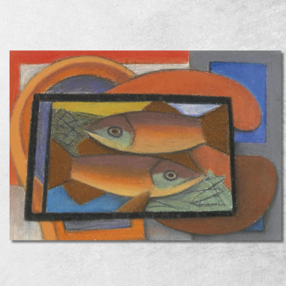 Studio Per Pesci In Teca Di Vetro Mark Gertler mgr28 quadro stampato su tela