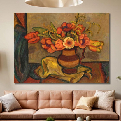 Tulipani E Mimosa Mark Gertler mgr37 quadro stampato su tela