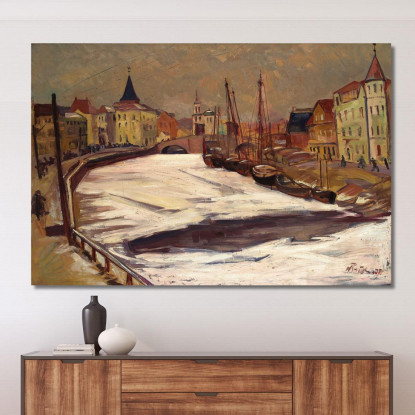 Tartu Invernale Con Emajõgi Nikolai Triik ntr45 quadro stampato su tela