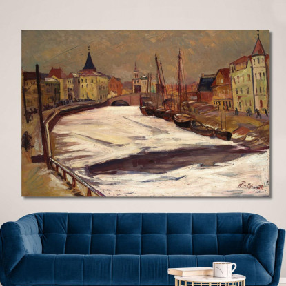 Tartu Invernale Con Emajõgi Nikolai Triik ntr45 quadro stampato su tela