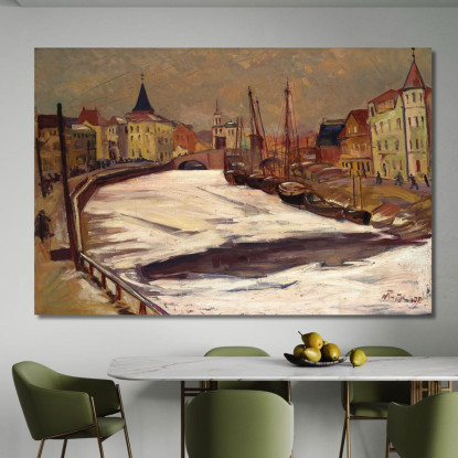 Tartu Invernale Con Emajõgi Nikolai Triik ntr45 quadro stampato su tela