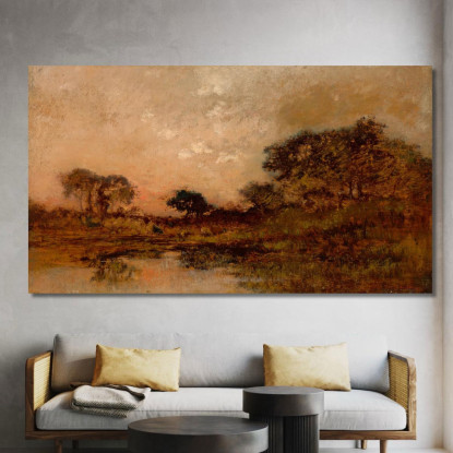 Stagno Al Crepuscolo Théodore Rousseau trs53 quadro stampato su tela