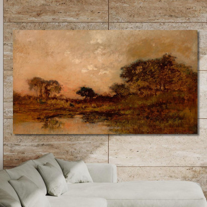 Stagno Al Crepuscolo Théodore Rousseau trs53 quadro stampato su tela