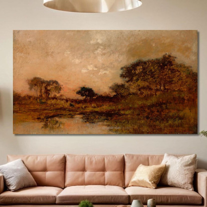 Stagno Al Crepuscolo Théodore Rousseau trs53 quadro stampato su tela