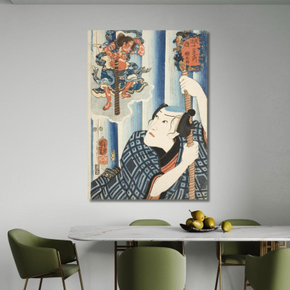 Chicken Tsunagoro Utagawa Kuniyoshi ukn7 quadro stampato su tela