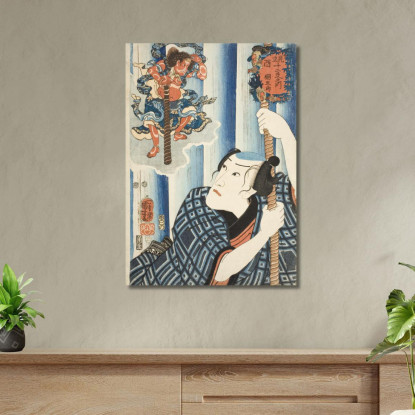 Chicken Tsunagoro Utagawa Kuniyoshi ukn7 quadro stampato su tela