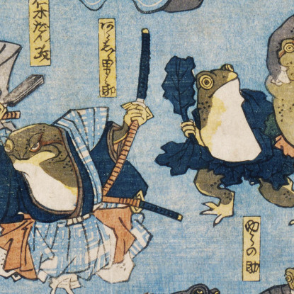 Famosi Eroi Del Teatro Kabuki Interpretati Utagawa Kuniyoshi ukn9 quadro stampato su tela