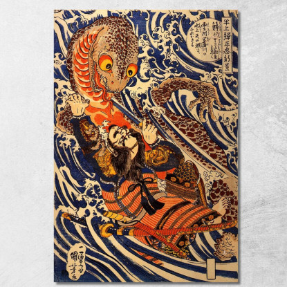 Hangami Danjo-No-Jo Arakage Uccide Una Salamandra Gigante Nel Fiume Tontagawa A Izumo Utagawa Kuniyoshi ukn14 quadro stampato s