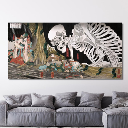 Mitsukuni Sfida Lo Spettro Dello Scheletro Utagawa Kuniyoshi ukn23 quadro stampato su tela