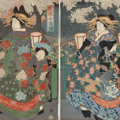 Quattro Attori Onnagata In Un'Opera Kabuki Utagawa Kuniyoshi ukn25 quadro stampato su tela