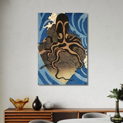 Dettaglio Del Polpo Pesce Rosso Tagliato Utagawa Kuniyoshi ukn27 quadro stampato su tela