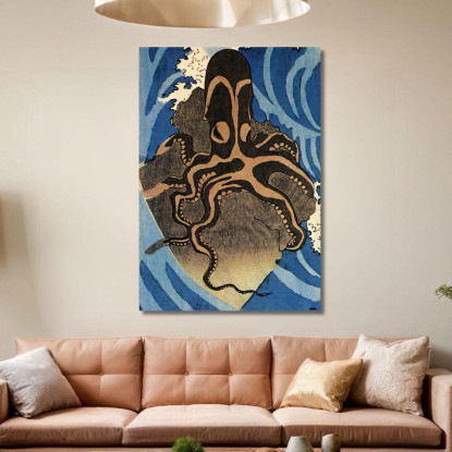 Dettaglio Del Polpo Pesce Rosso Tagliato Utagawa Kuniyoshi ukn27 quadro stampato su tela