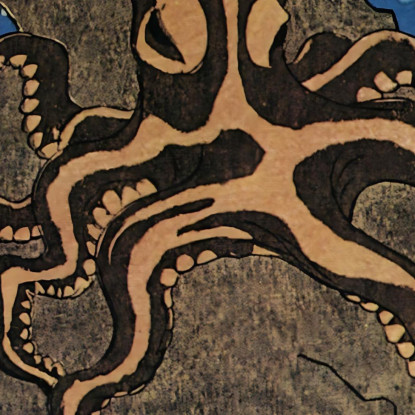 Dettaglio Del Polpo Pesce Rosso Tagliato Utagawa Kuniyoshi ukn27 quadro stampato su tela