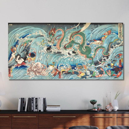 Recupero Del Gioiello Rubato Dal Palazzo Del Re Drago Utagawa Kuniyoshi ukn29 quadro stampato su tela