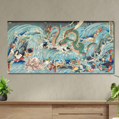 Recupero Del Gioiello Rubato Dal Palazzo Del Re Drago Utagawa Kuniyoshi ukn29 quadro stampato su tela