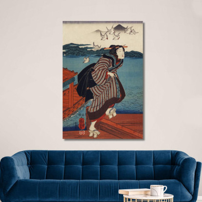Sanbashi No Onna Utagawa Kuniyoshi ukn37 quadro stampato su tela