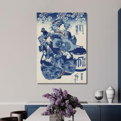 Tamaya Uchi Usugumo Utagawa Kuniyoshi ukn41 quadro stampato su tela