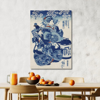 Tamaya Uchi Usugumo Utagawa Kuniyoshi ukn41 quadro stampato su tela